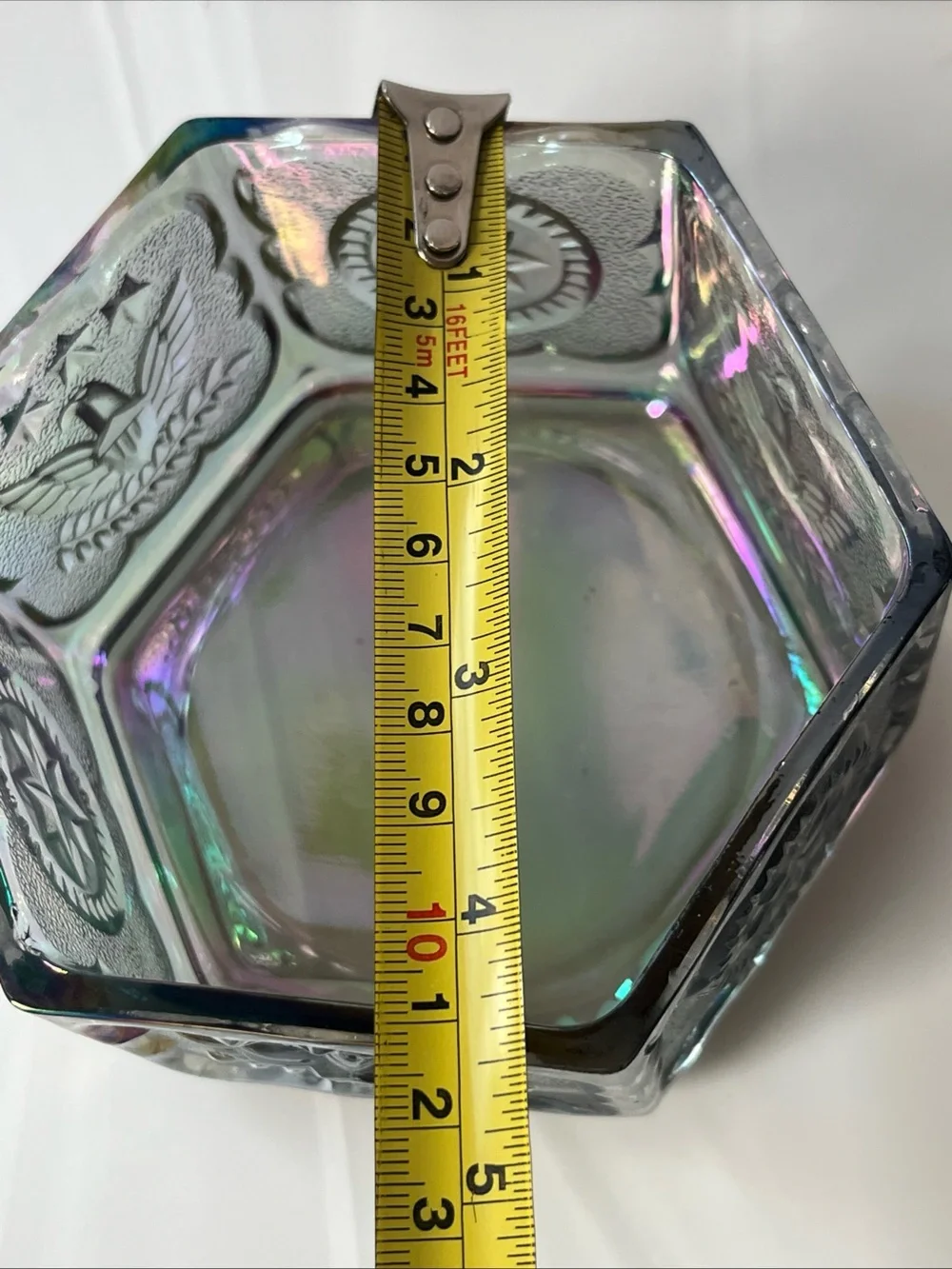 Indiana Glass Iridescent Carnival Glass Lidded Trinket Box